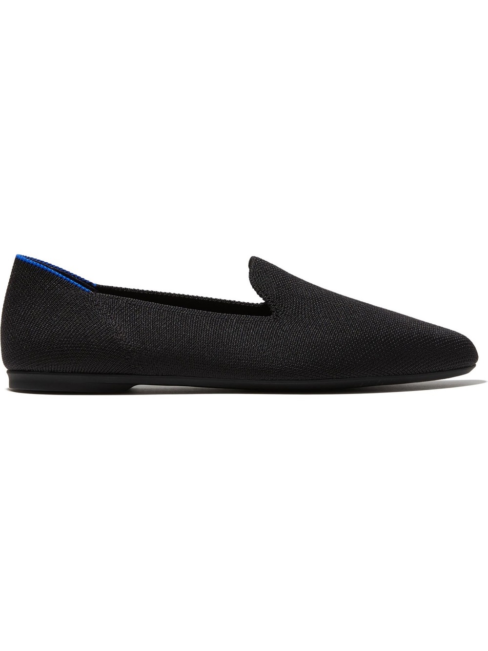 Rothy's Black Knit Slip-On Flats with Leopard Insole and Blue Trim - Picture 5 of 9